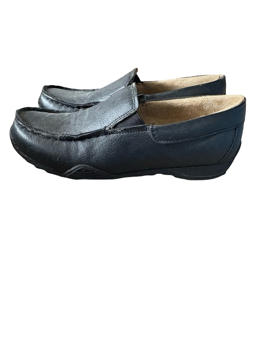 Boys Black Slip-On Leather Loafers Non Marking size 2